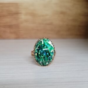 VINTAGE CZECH DRAGONS BREATH OPAL RING